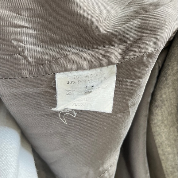 Miel sz S/M 38 Coat Hood Pockets Gray Wool Blend Unisex trench hidden buttons - Picture 9 of 9